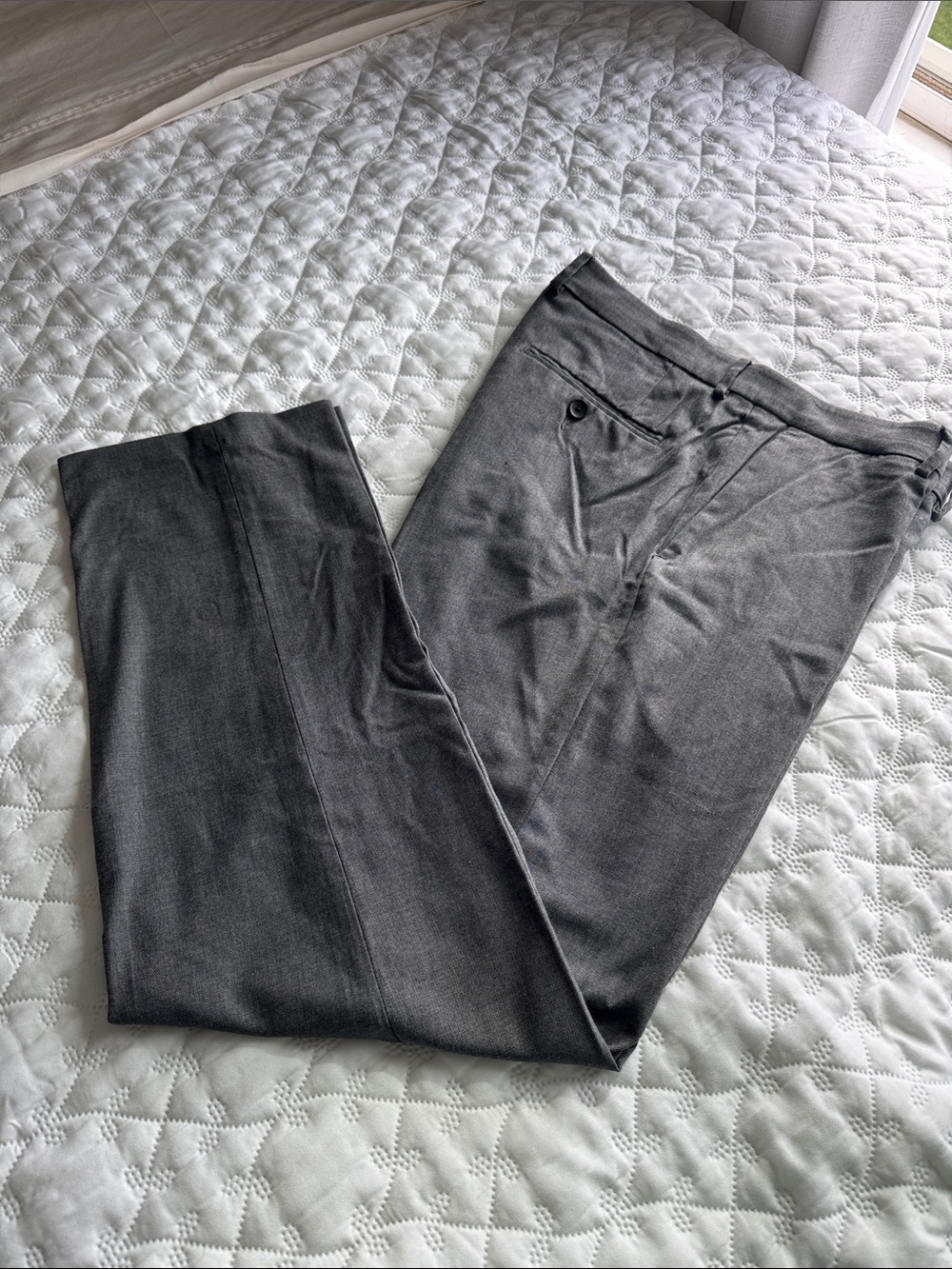 Men's Dress Pants - Dark Gray Tailored Flat-Front Trousers